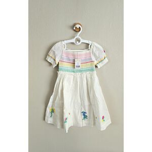 NWT Mini Boden Girls' Embroidered Smock Dress in Ivory, Sz 4/5